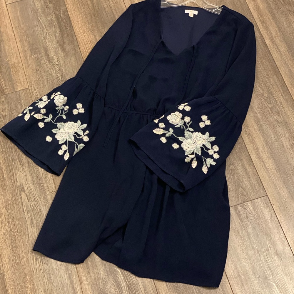 Long Sleeve Navy Blue Dress